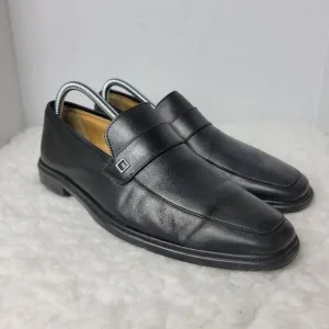 Bally Century Mens Shoes Size 7 E Goma Sole Black Leather Penny Loafers