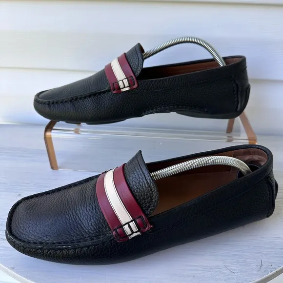 Bally Men's Walker Black Leather Driving Loafers Sz 9