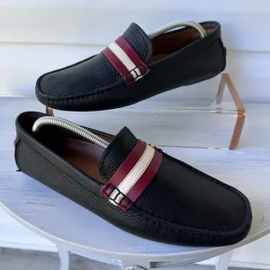 Bally Men's Walker Black Leather Driving Loafers Sz 9