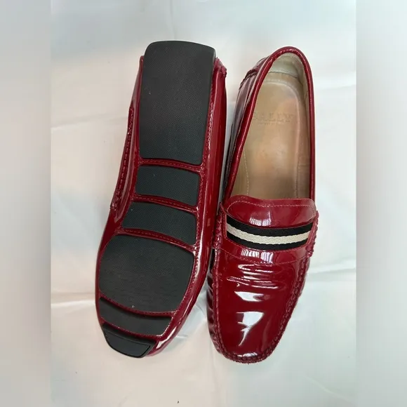 Bally Wabler Red Patent Leather Driving Loafers