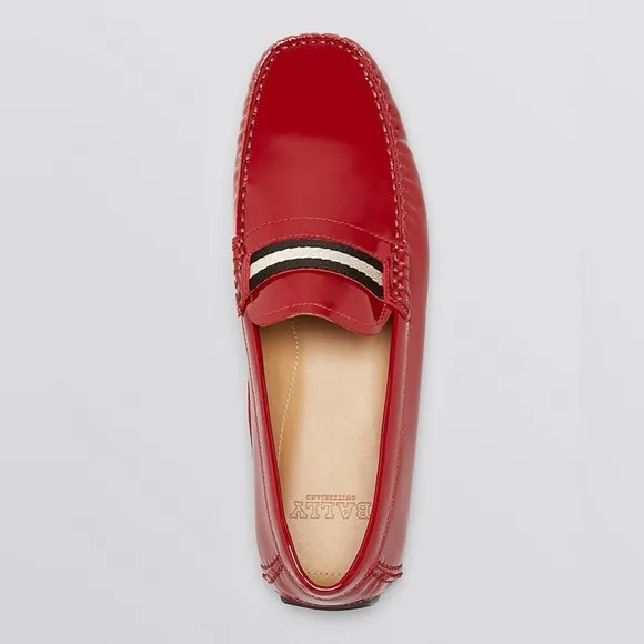 Bally Wabler Red Patent Leather Driving Loafers