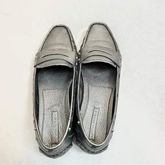 Banana Republic Silver Studded Penny Loafers
