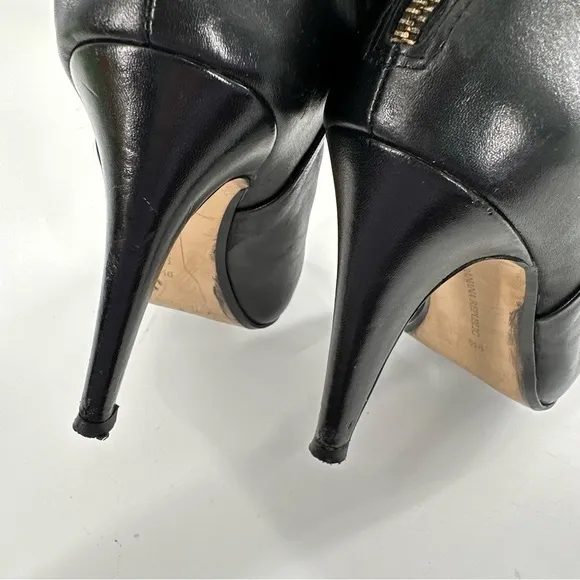 Banana republic womens knee high boots size 9.5 black leather zip back platform