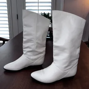 Bandits Cream Leather TALL BOOTS Mid-Calf Pull On Women Size 7.5 M