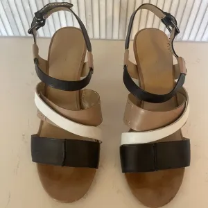 Bandolino Open Toe Heels Sandals, Sling Back, White,‎ Tan, Black,  6