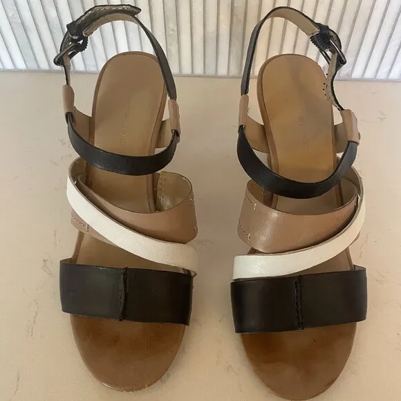 Bandolino Open Toe Heels Sandals, Sling Back, White,‎ Tan, Black,  6