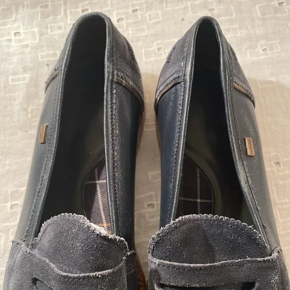 Barbour Navy Suede Unisex Penny Loafers