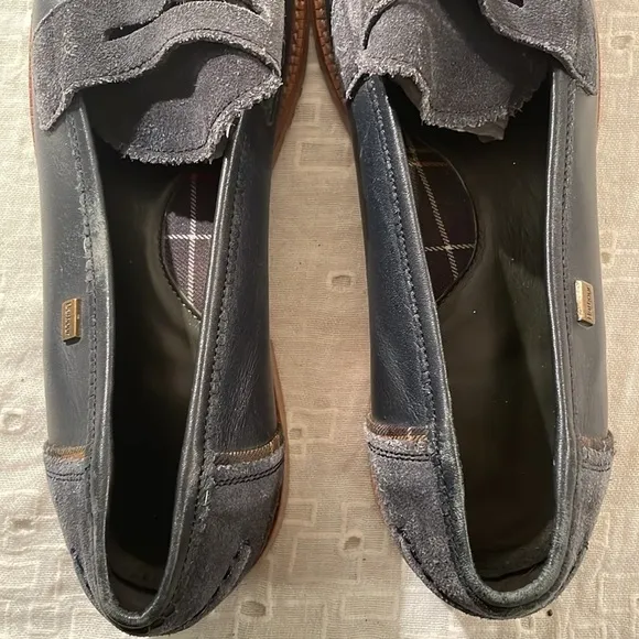 Barbour Navy Suede Unisex Penny Loafers