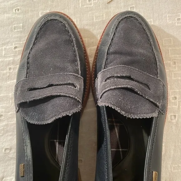 Barbour Navy Suede Unisex Penny Loafers