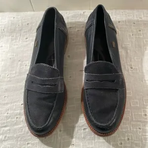 Barbour Navy Suede Unisex Penny Loafers