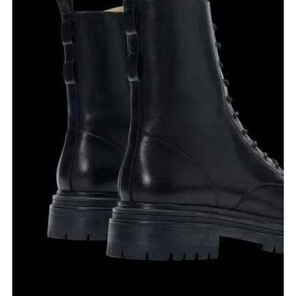 BARED FOOTWEAR PIPRA CHUNKY MOTO BOOTS BLACK LEATHER WOMENS EU 35 US 5 5.5 NEW