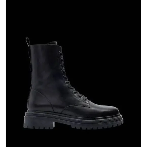 BARED FOOTWEAR PIPRA CHUNKY MOTO BOOTS BLACK LEATHER WOMENS EU 35 US 5 5.5 NEW