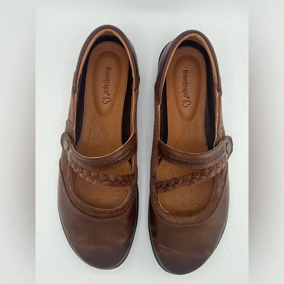 BareTraps women’s Auburn brown Nafila Strappy Mary Jane Ballet Flats size 10