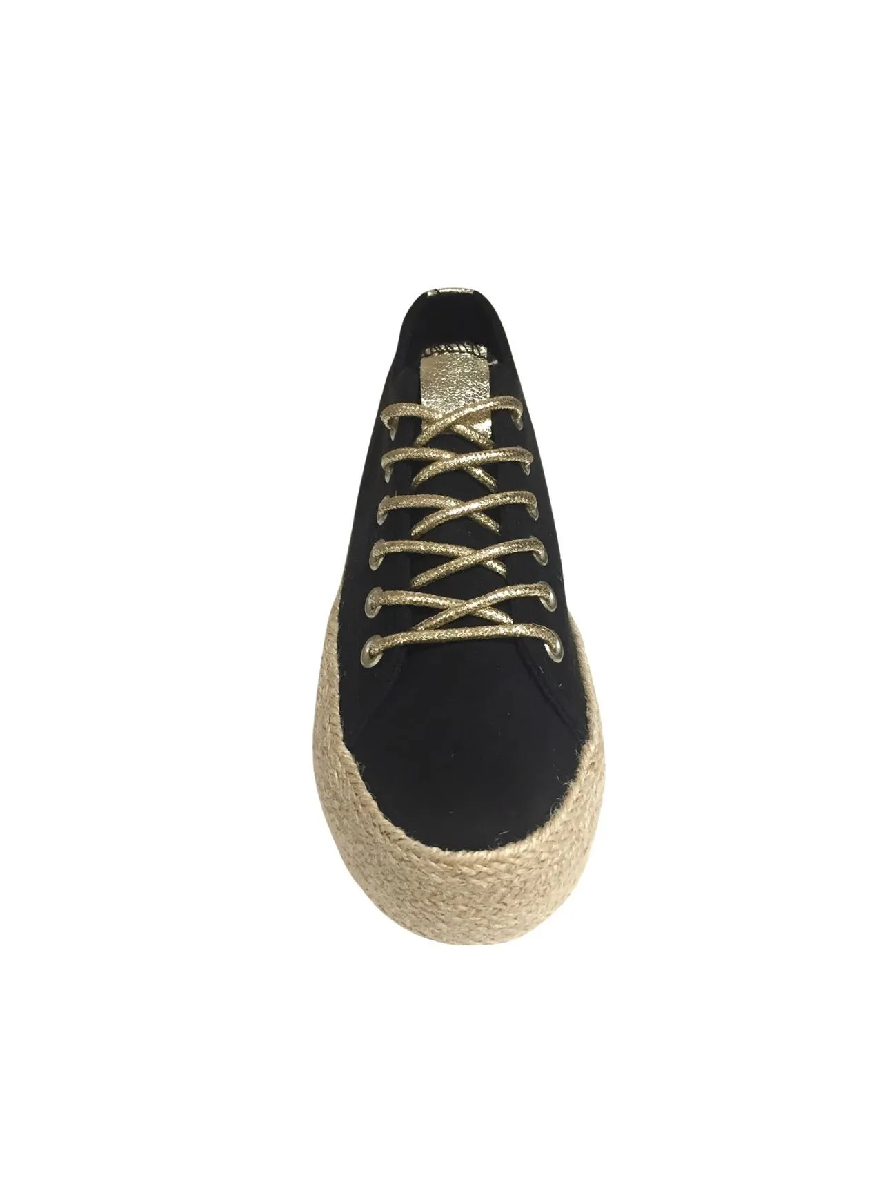 Baskets à lacets avec semelle en corde, Noir