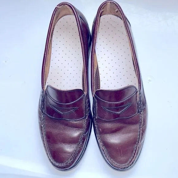 Bass dark brown slip on penny loafers