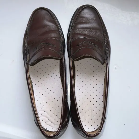 Bass dark brown slip on penny loafers
