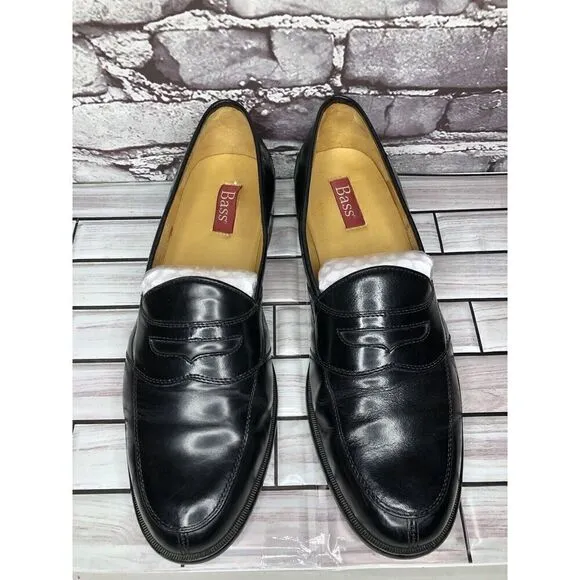 Bass Drammen Black Leather Penny Loafers Dress Shoes Men’s Sz 10.5D US/44EU