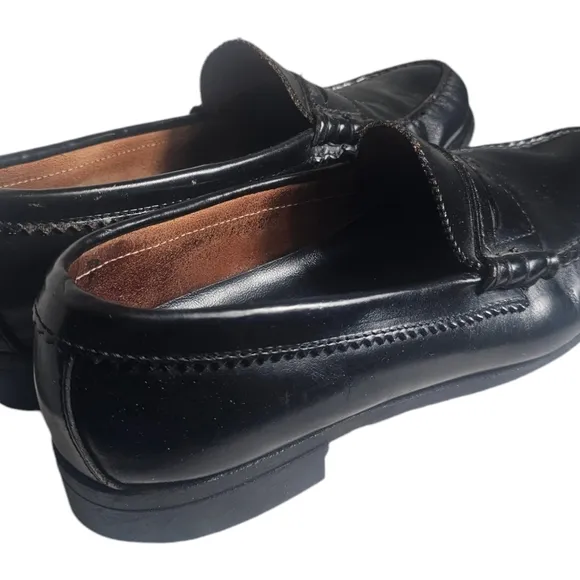 Bass Men's Black Leather Penny Loafers | Size 10M