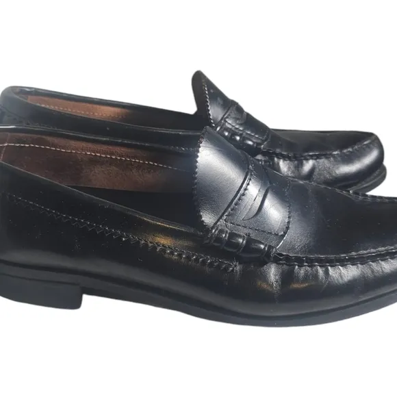 Bass Men's Black Leather Penny Loafers | Size 10M