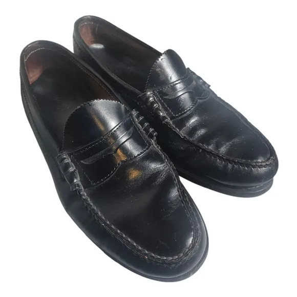 Bass Men's Black Leather Penny Loafers | Size 10M