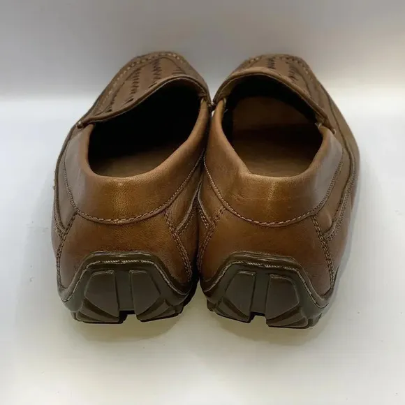 Bass Mens Brown Leather Driving Shoes Woven Loafers Size 9M