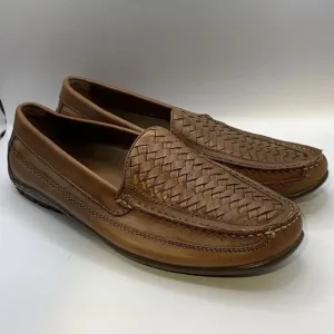 Bass Mens Brown Leather Driving Shoes Woven Loafers Size 9M