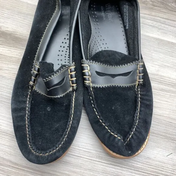Bass Weejuns Mens Black Suede Bradford Penny Loafers Size 10 D