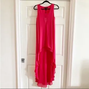 BCBG MaxAzria Hot Pink Hi-Lo Chiffon Tank Dress