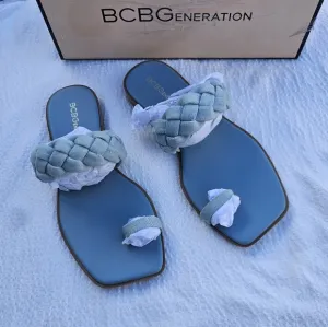 BCBGeneration Letti Sandal Denim /light blue size 6 braided sandals