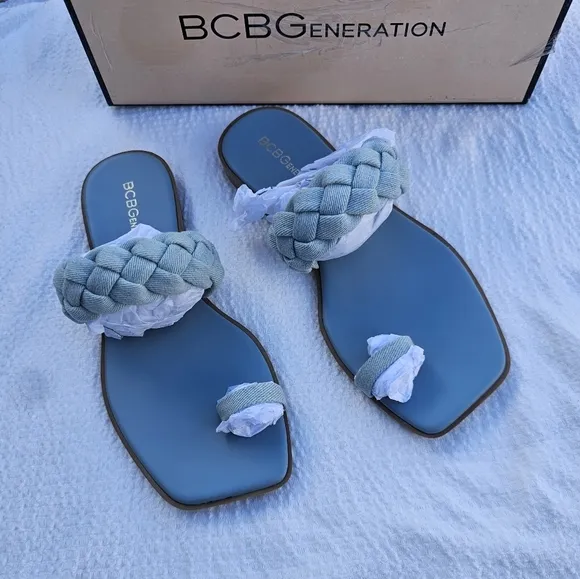 BCBGeneration Letti Sandal Denim /light blue size 6 braided sandals