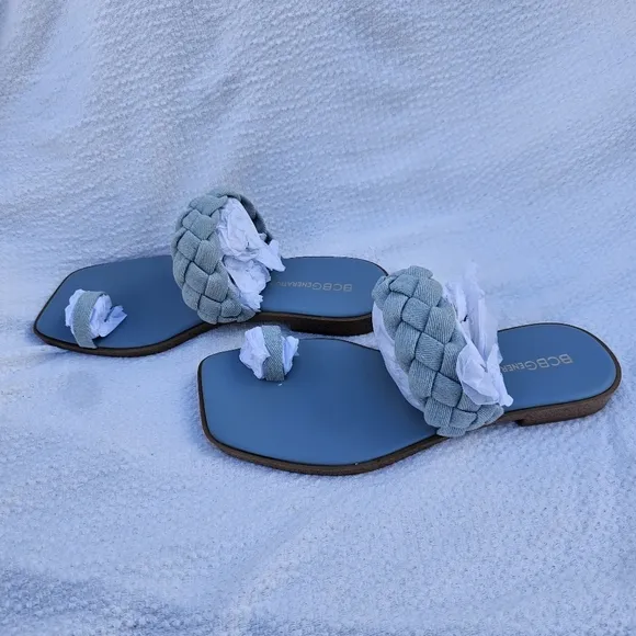 BCBGeneration Letti Sandal Denim /light blue size 6 braided sandals