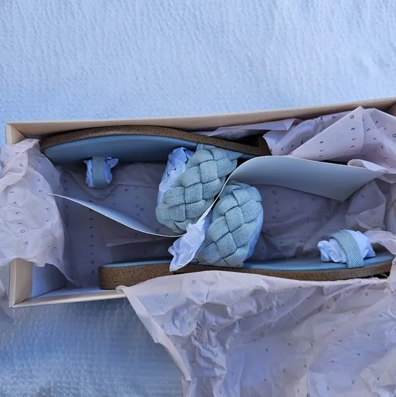 BCBGeneration Letti Sandal Denim /light blue size 6 braided sandals