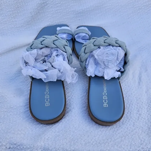 BCBGeneration Letti Sandal Denim /light blue size 6 braided sandals