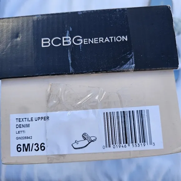 BCBGeneration Letti Sandal Denim /light blue size 6 braided sandals