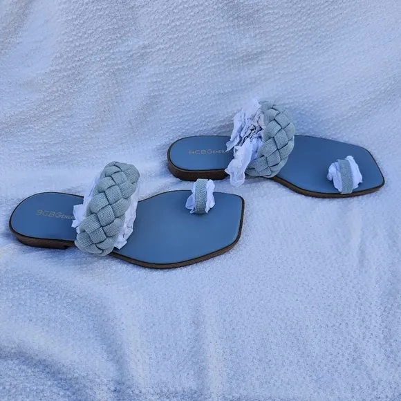 BCBGeneration Letti Sandal Denim /light blue size 6 braided sandals