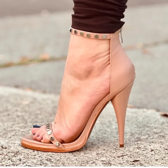 BCBGMaxazria Nude Leather Marie Sandals