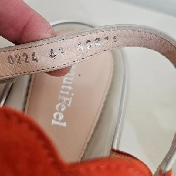 BeautiFeel Womens Sz US 10 41 Cleo Coral Strappy Leather Sandal Comfort Shoe
