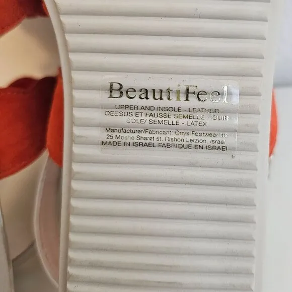 BeautiFeel Womens Sz US 10 41 Cleo Coral Strappy Leather Sandal Comfort Shoe