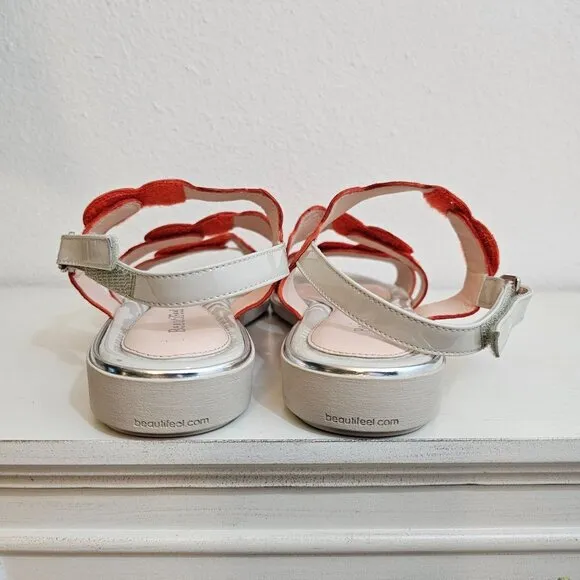 BeautiFeel Womens Sz US 10 41 Cleo Coral Strappy Leather Sandal Comfort Shoe