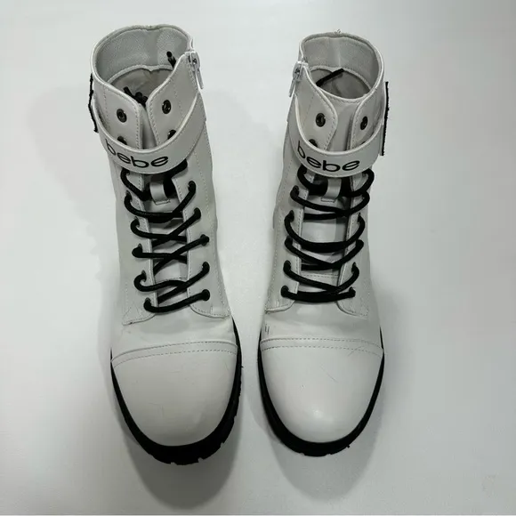 Bebe Women’s Size 9.5 Dayani Studded Rhinestone Combat Boots Chunky Heel