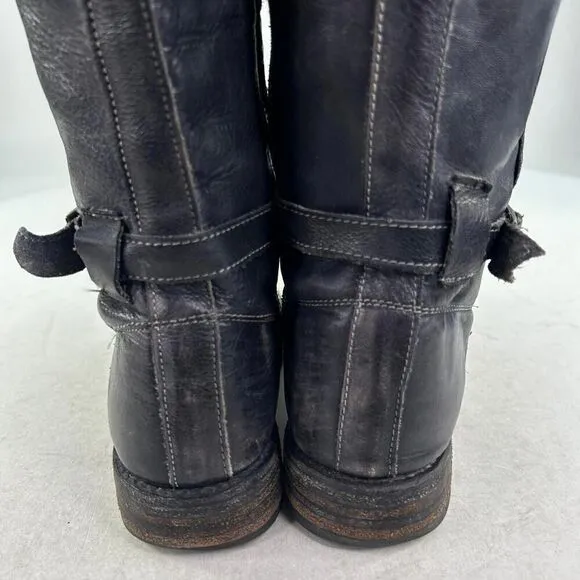 Bed Stu Cobbler Series Sandover Boot US 6.5 Dark Leather Mid-Calf Biker Boots