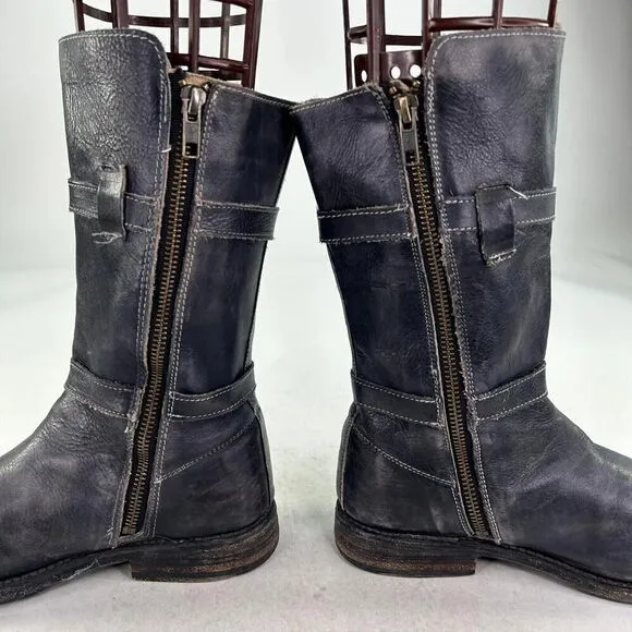 Bed Stu Cobbler Series Sandover Boot US 6.5 Dark Leather Mid-Calf Biker Boots
