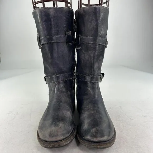 Bed Stu Cobbler Series Sandover Boot US 6.5 Dark Leather Mid-Calf Biker Boots