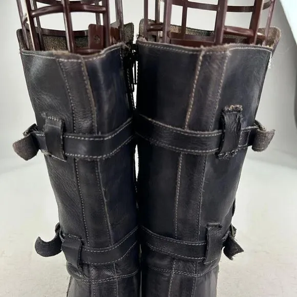 Bed Stu Cobbler Series Sandover Boot US 6.5 Dark Leather Mid-Calf Biker Boots