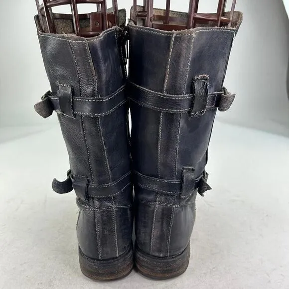 Bed Stu Cobbler Series Sandover Boot US 6.5 Dark Leather Mid-Calf Biker Boots