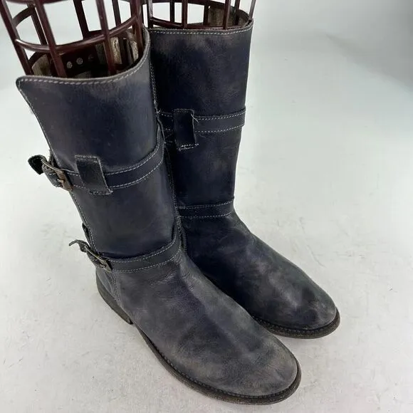 Bed Stu Cobbler Series Sandover Boot US 6.5 Dark Leather Mid-Calf Biker Boots