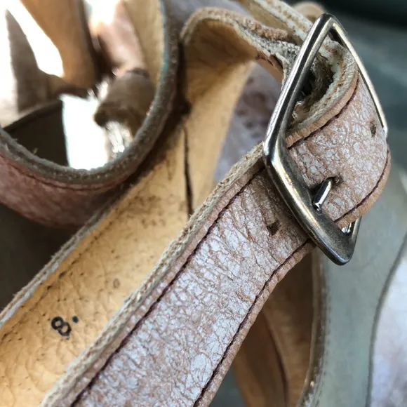 BED STU Tan Brown Cream Washed Clog Heeled Strapped Open Toe Sandals