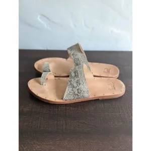 Beek Finch Snake Skin Handmade Leather Toe Ring Slide Sandals - Size 8