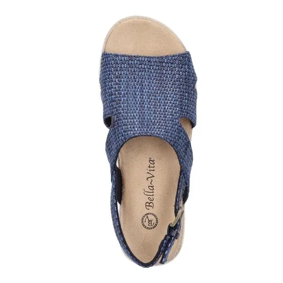 Bella Vita Women's Kato Slingback Woven Sandals Navy Size 8 1/2 W