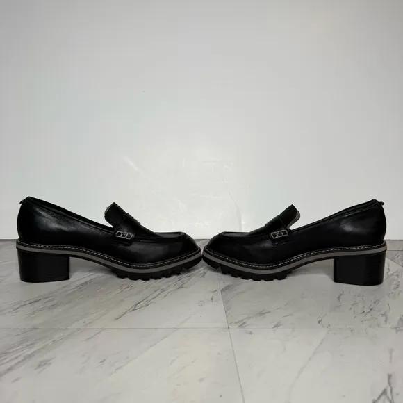 Bernardo Selma Black Leather Heeled Penny Loafer 8M